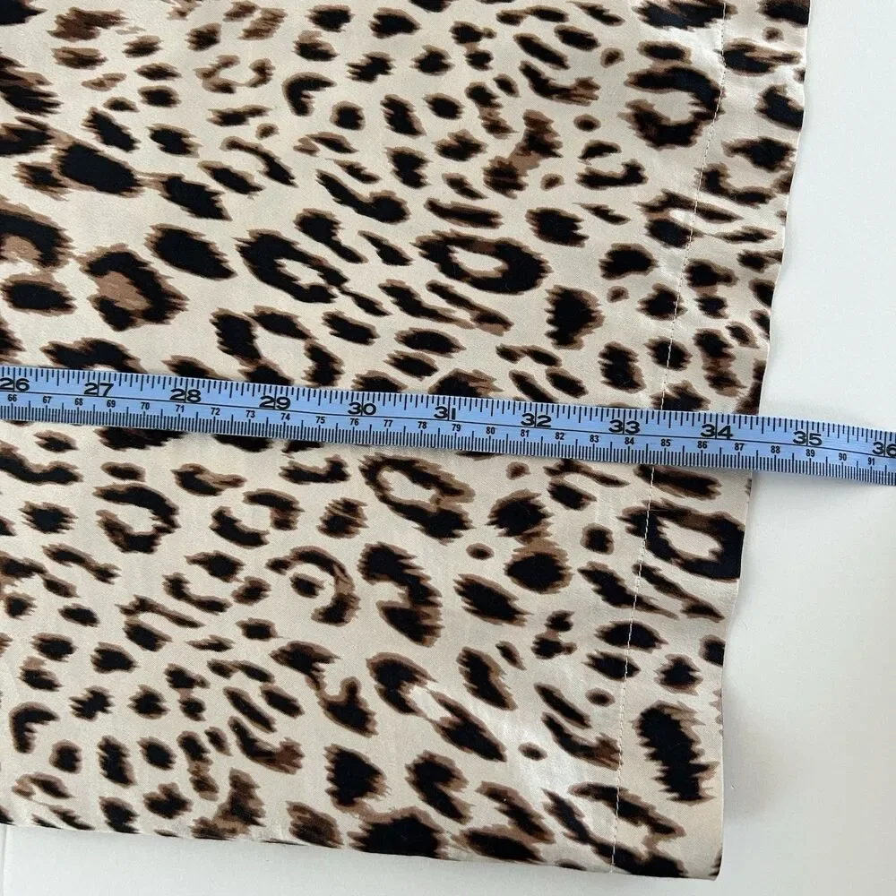 Victorias Secret Satin Sleep Shirt Womens Sz L Leopard Animal Print Button Up